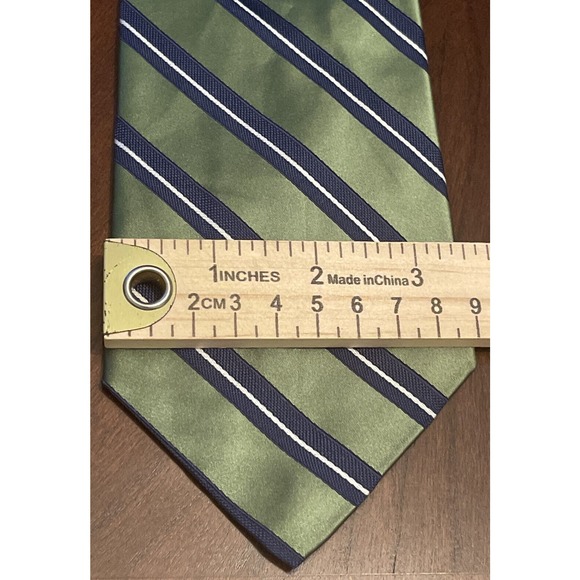 Tommy Hilfiger Green Hilfiger Green Blue 100% Silk Men’s Neck Tie Made In Usa - Picture 4 of 9